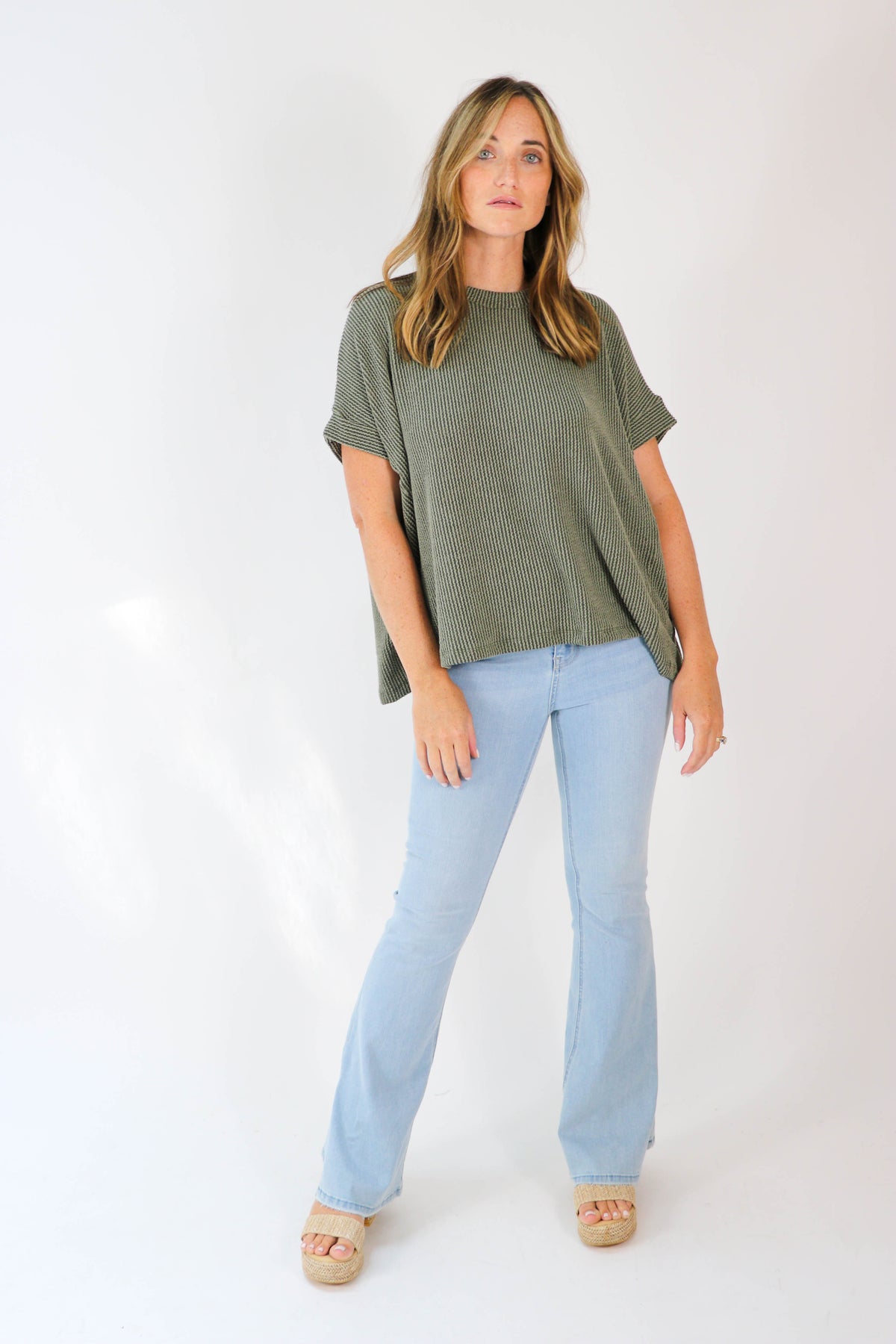 Entro | Ribbed Knit Short Sleeve Top | Sweetest Stitch Boutique
