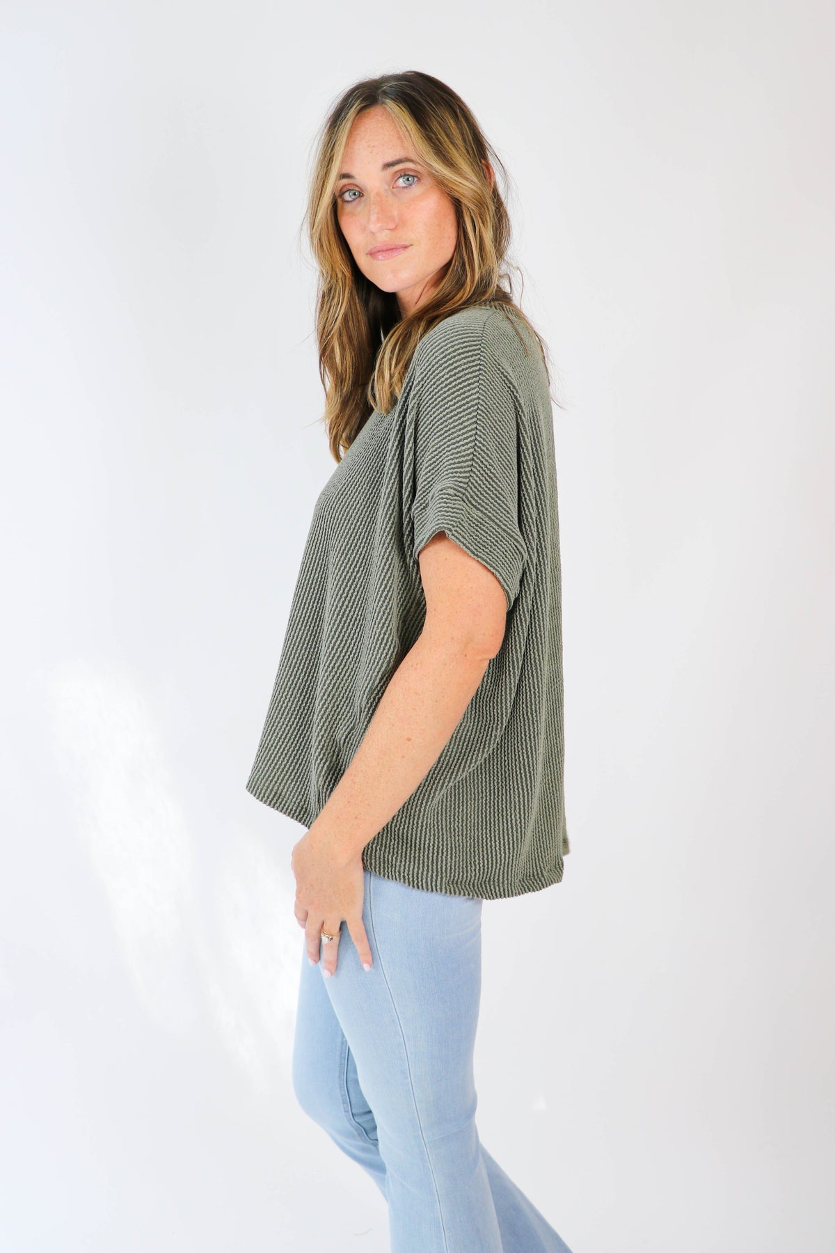 Entro | Ribbed Knit Short Sleeve Top | Sweetest Stitch Boutique