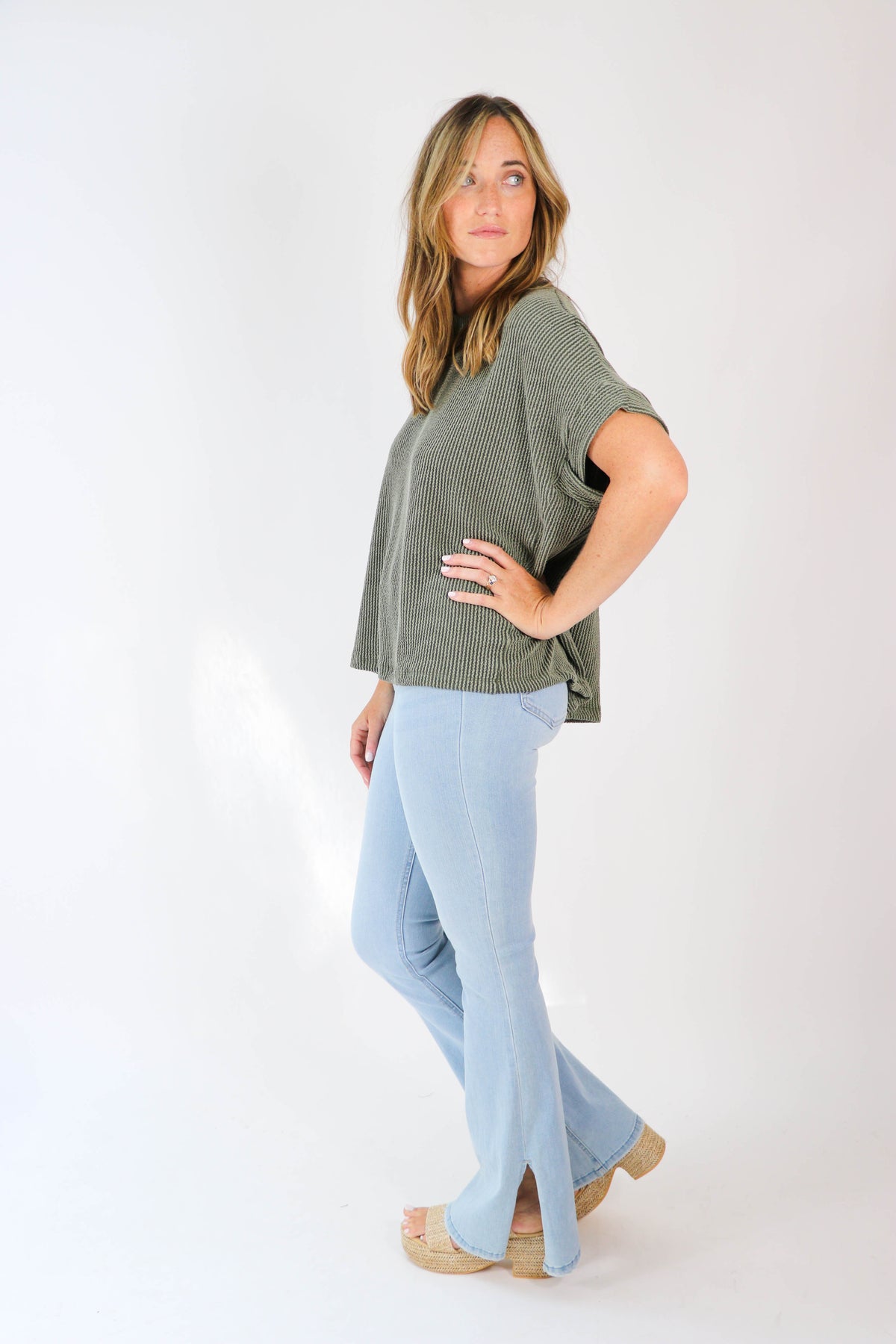 Entro | Ribbed Knit Short Sleeve Top | Sweetest Stitch Boutique