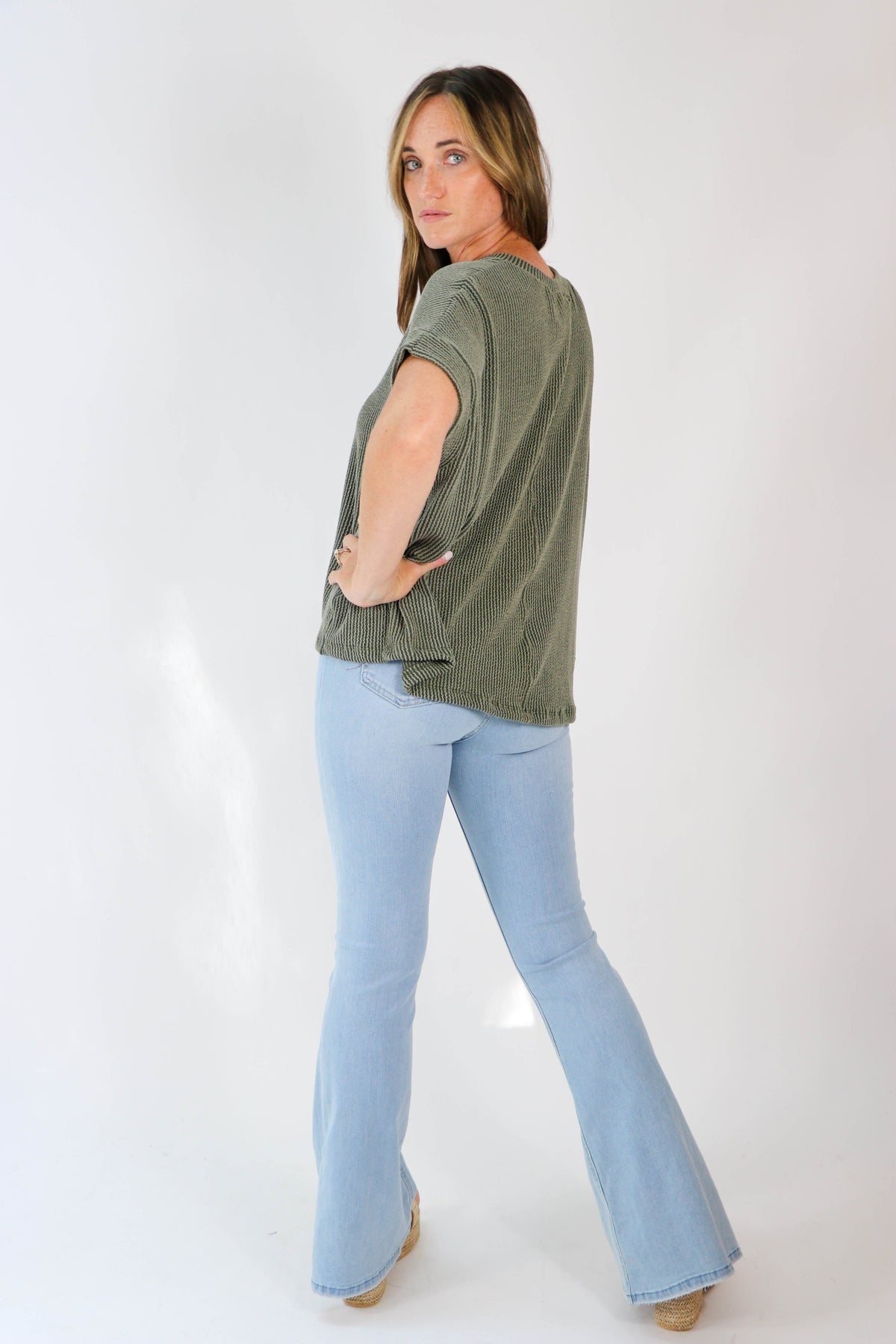 Entro | Ribbed Knit Short Sleeve Top | Sweetest Stitch Boutique