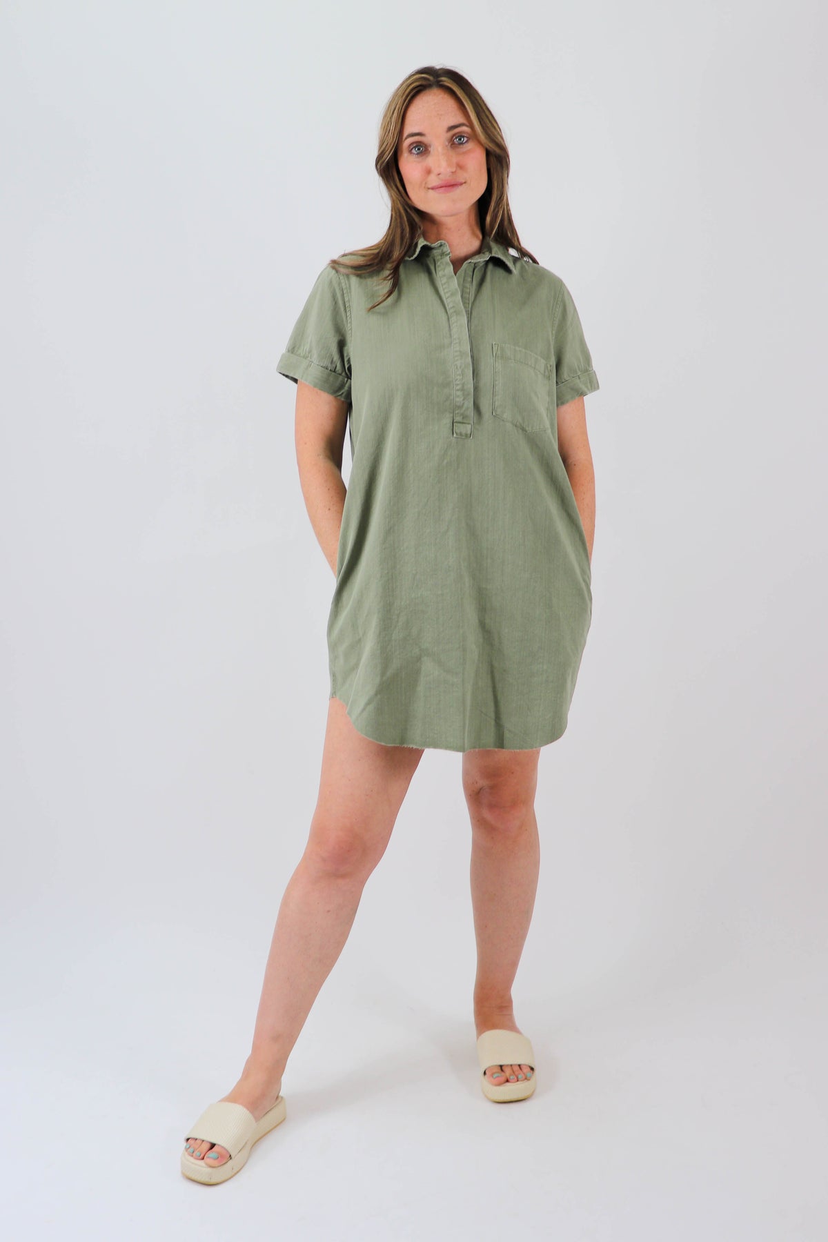 Green Collared Shirt Dress | Sweetest Stitch Women&#39;s Boutique