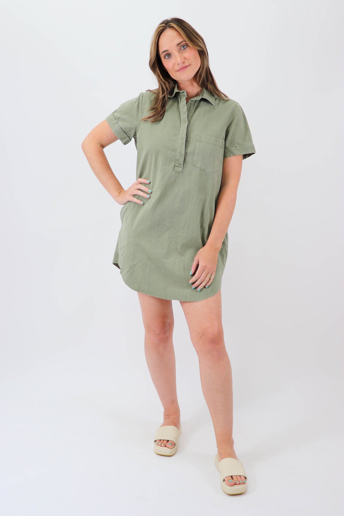 Green Collared Shirt Dress | Sweetest Stitch Women&#39;s Boutique
