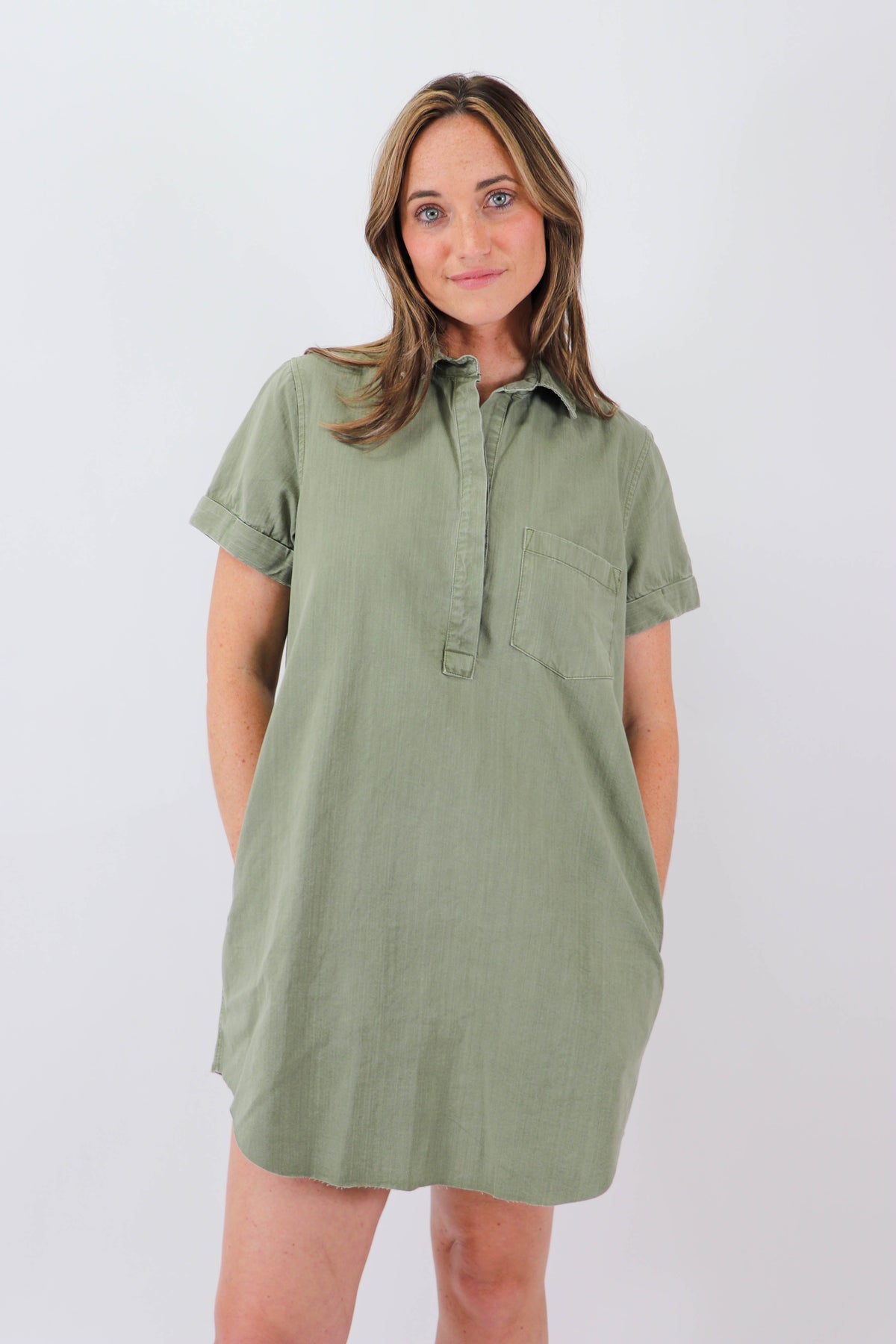 Green Collared Shirt Dress | Sweetest Stitch Women&#39;s Boutique