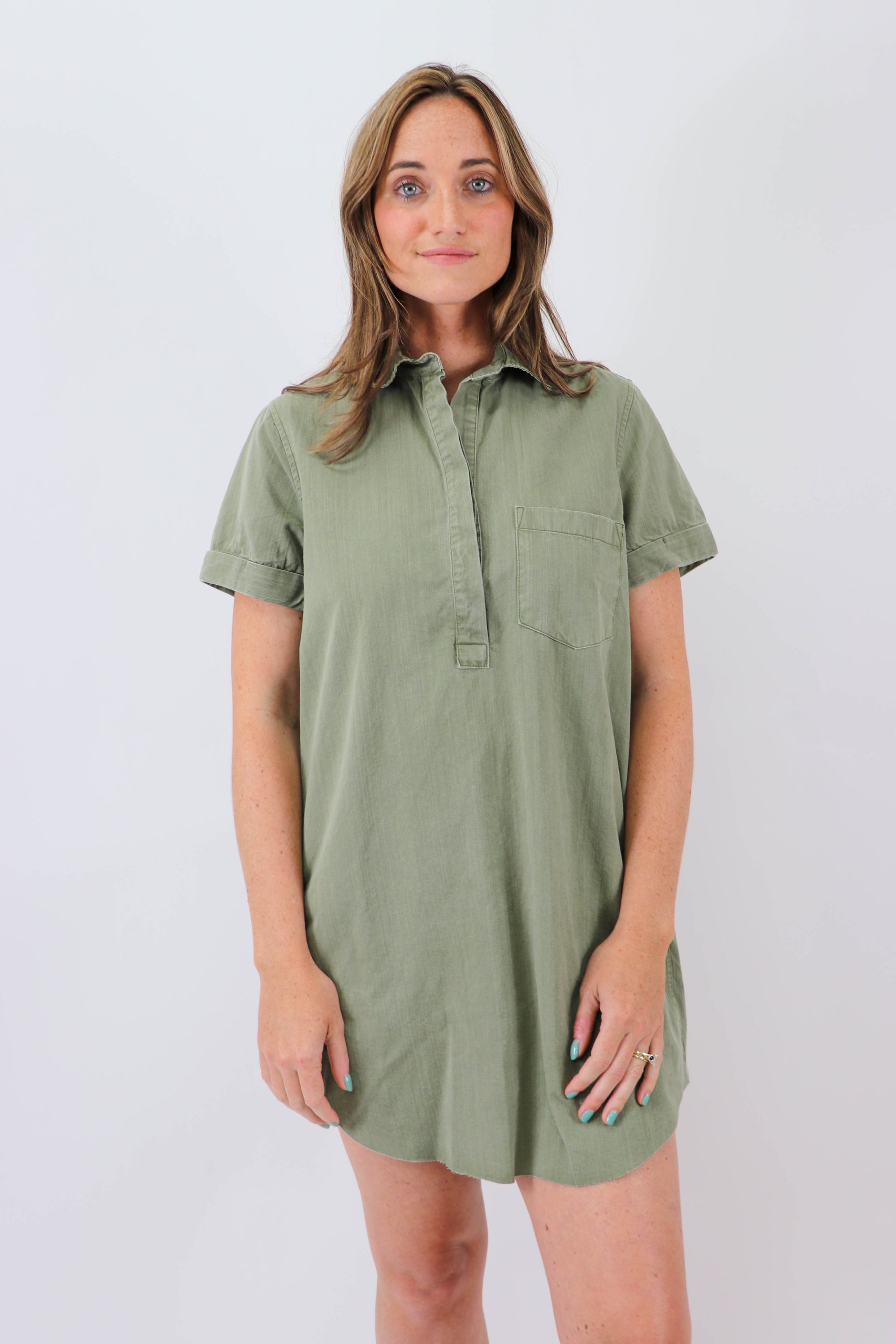 Green Collared Shirt Dress | Sweetest Stitch Women's Boutique