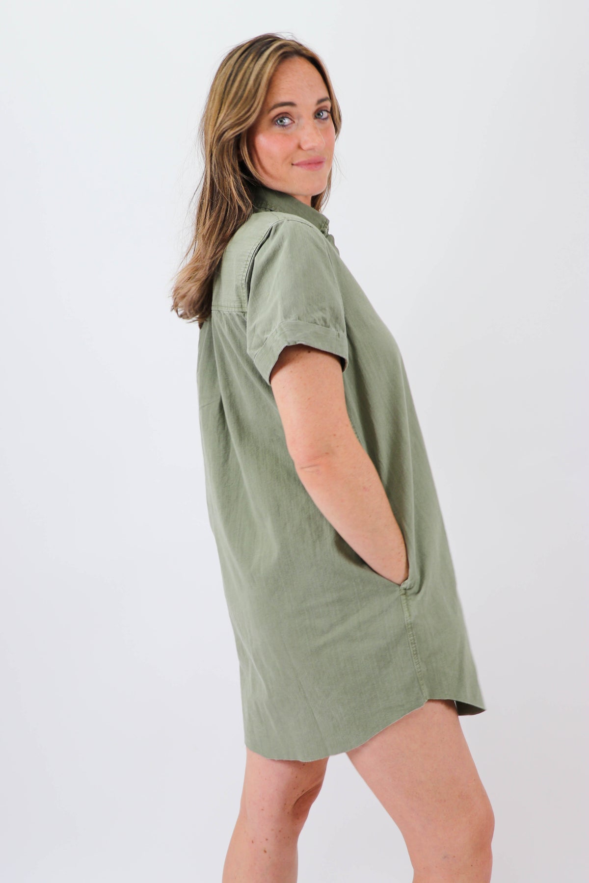 Green Collared Shirt Dress | Sweetest Stitch Women&#39;s Boutique