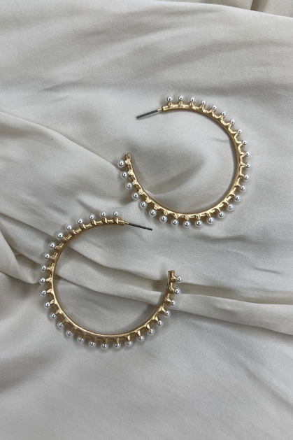Pearl Studded Circle Hoop Earrings | Sweetest Stitch Boutique