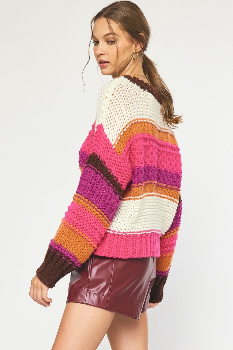 Entro | Striped Oversized Sweater | Sweetest Stitch Online Boutique