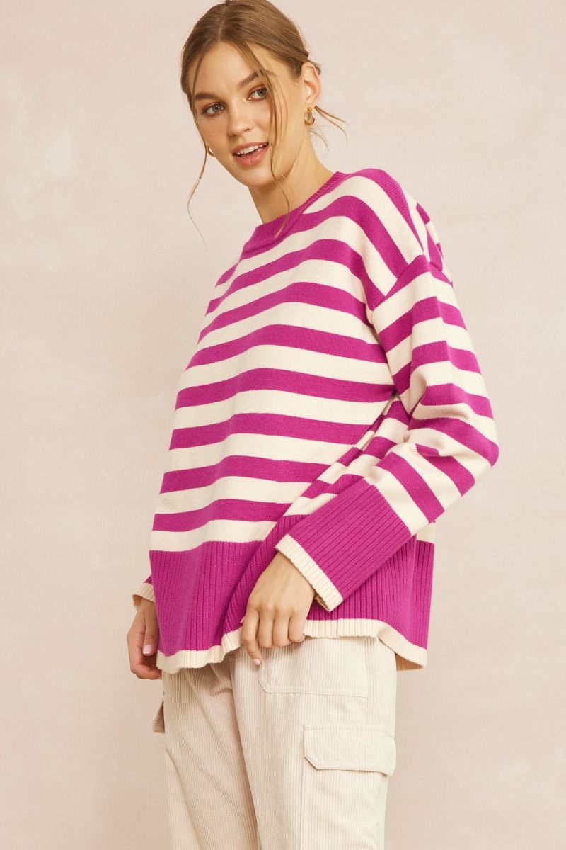 Entro | Pink Striped Sweater | Sweetest Stitch Online Boutique