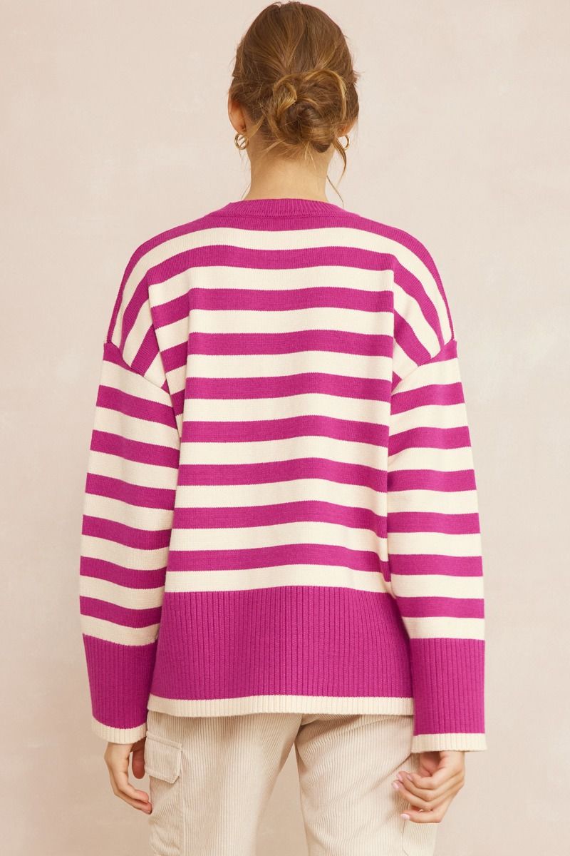 Entro | Pink Striped Sweater | Sweetest Stitch Online Boutique