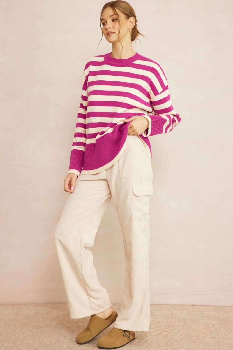Entro | Pink Striped Sweater | Sweetest Stitch Online Boutique