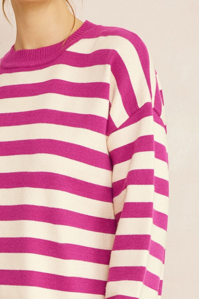 Entro | Pink Striped Sweater | Sweetest Stitch Online Boutique
