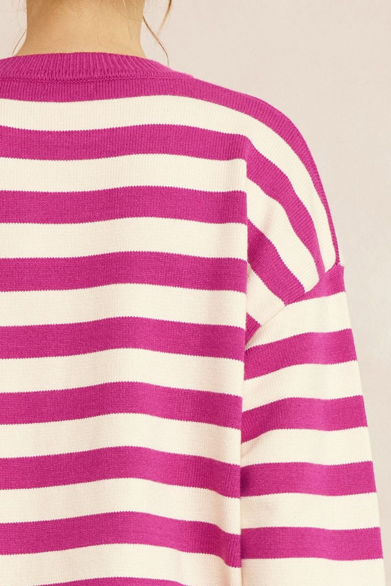 Entro | Pink Striped Sweater | Sweetest Stitch Online Boutique