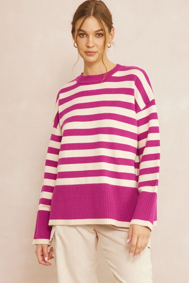 Entro | Pink Striped Sweater | Sweetest Stitch Online Boutique