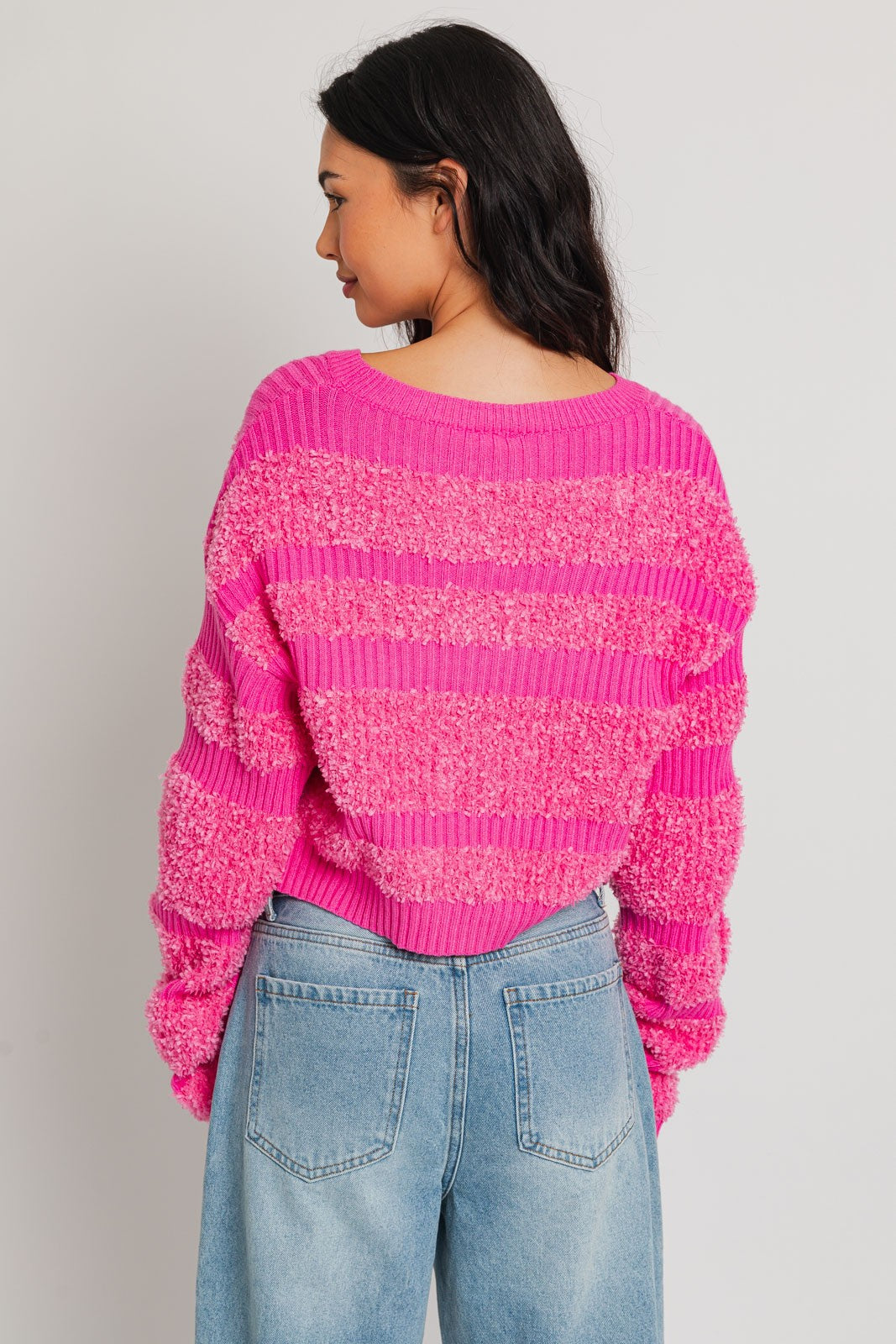 Le Lis | Pink Textured Stripe Sweater | Sweetest Stitch Online Store