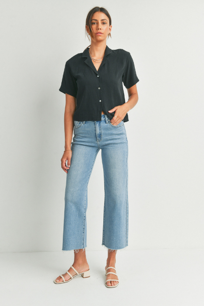 Just Black Denim | Medium Wash Wide Leg Jeans | Sweetest Stitch