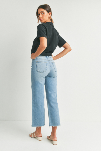 Just Black Denim | Medium Wash Wide Leg Jeans | Sweetest Stitch