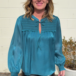 Current Air | Monica Satin Long Sleeve Blouse | Sweetest Stitch 