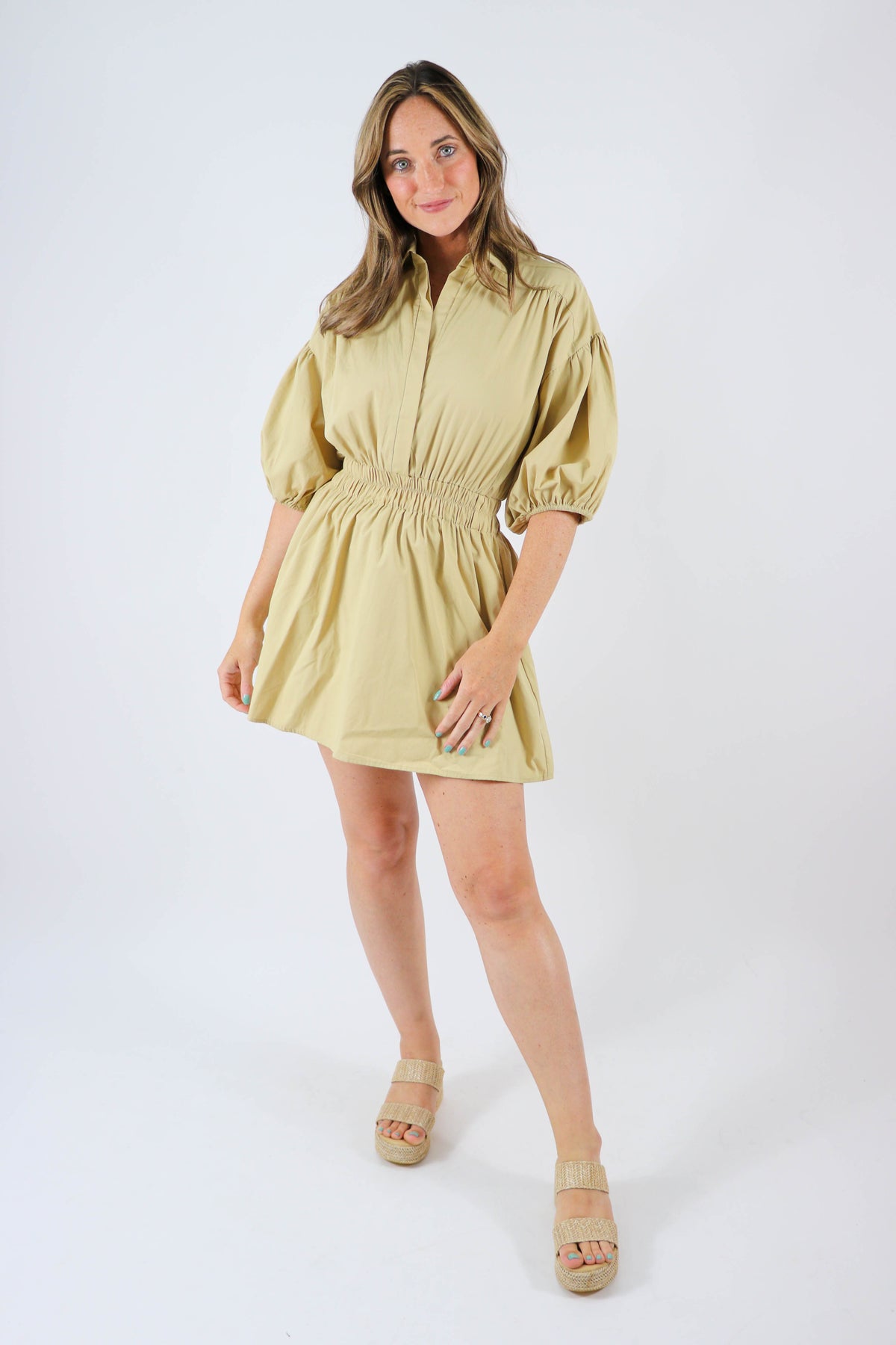 Puff Sleeve Collared Shift Dress | Sweetest Stitch Women&#39;s Boutique