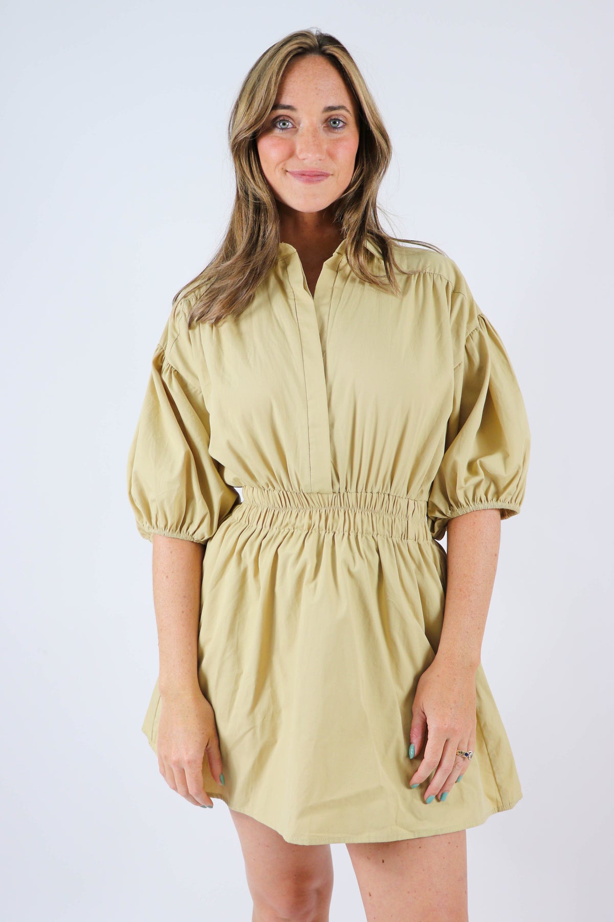Puff Sleeve Collared Shift Dress | Sweetest Stitch Women&#39;s Boutique