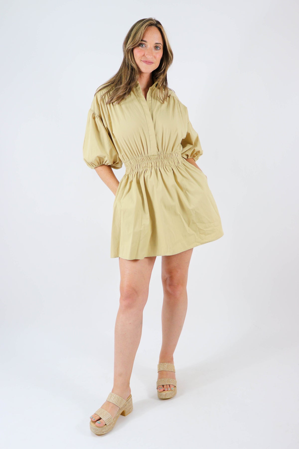 Puff Sleeve Collared Shift Dress | Sweetest Stitch Women&#39;s Boutique