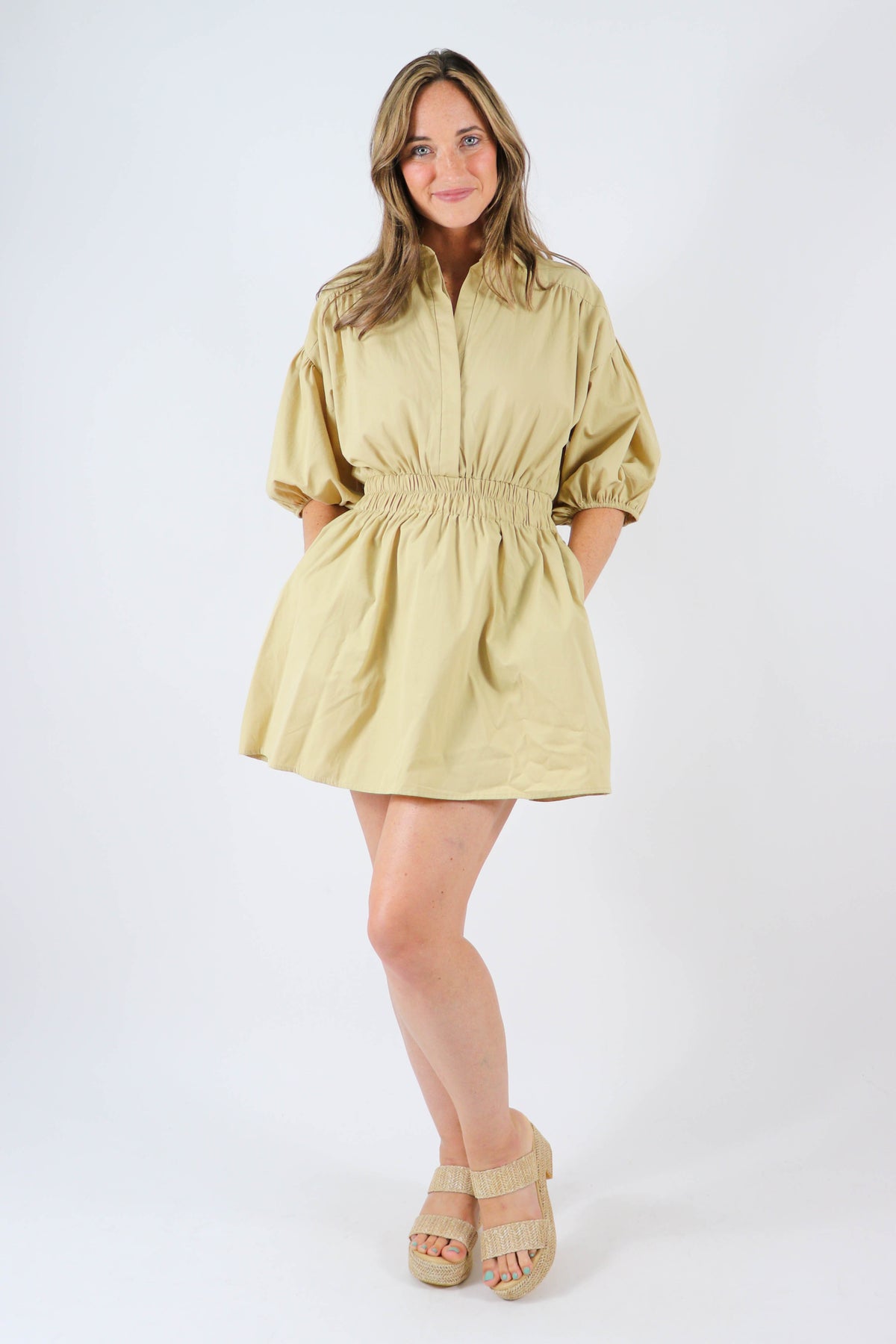 Puff Sleeve Collared Shift Dress | Sweetest Stitch Women&#39;s Boutique