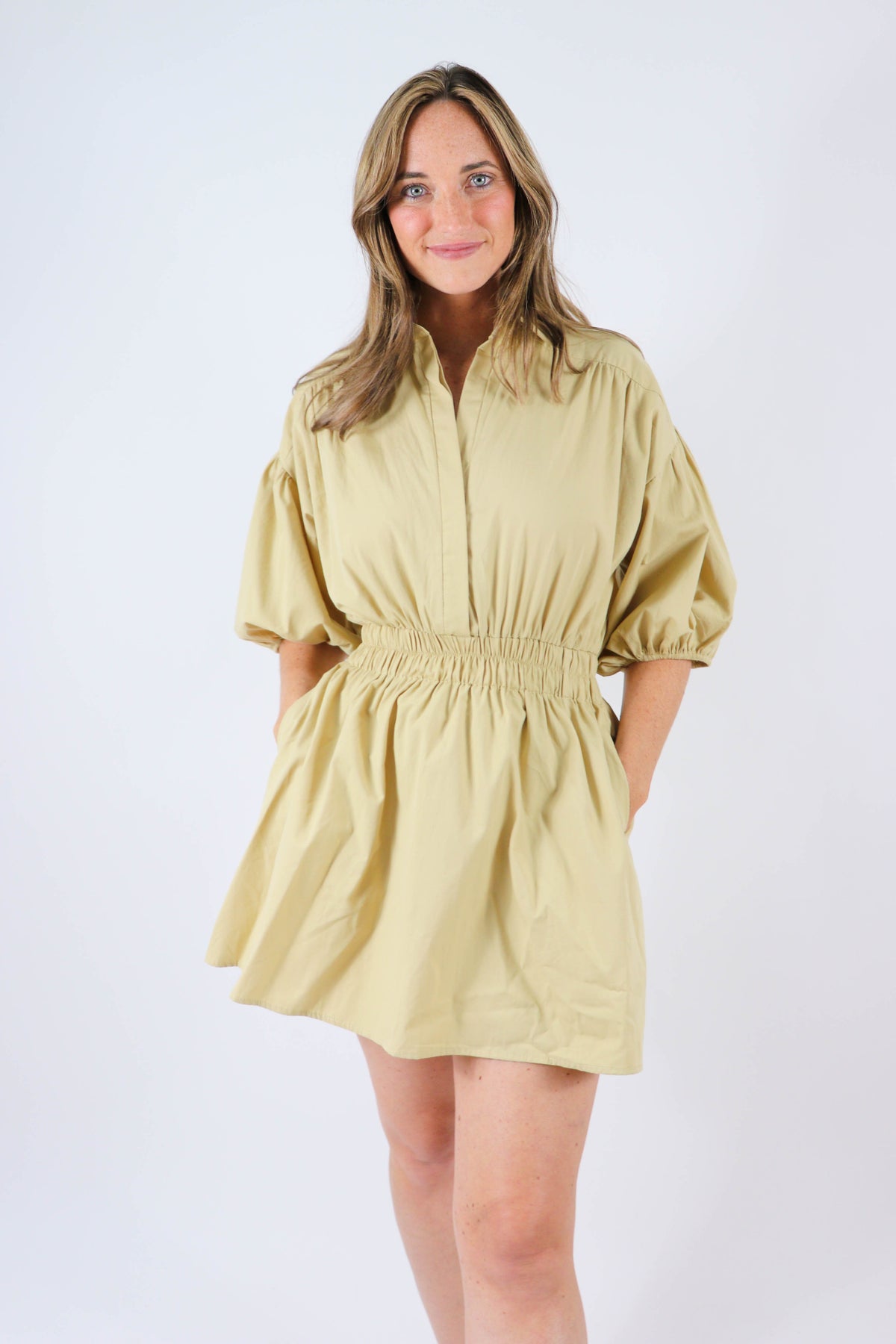 Puff Sleeve Collared Shift Dress | Sweetest Stitch Women&#39;s Boutique