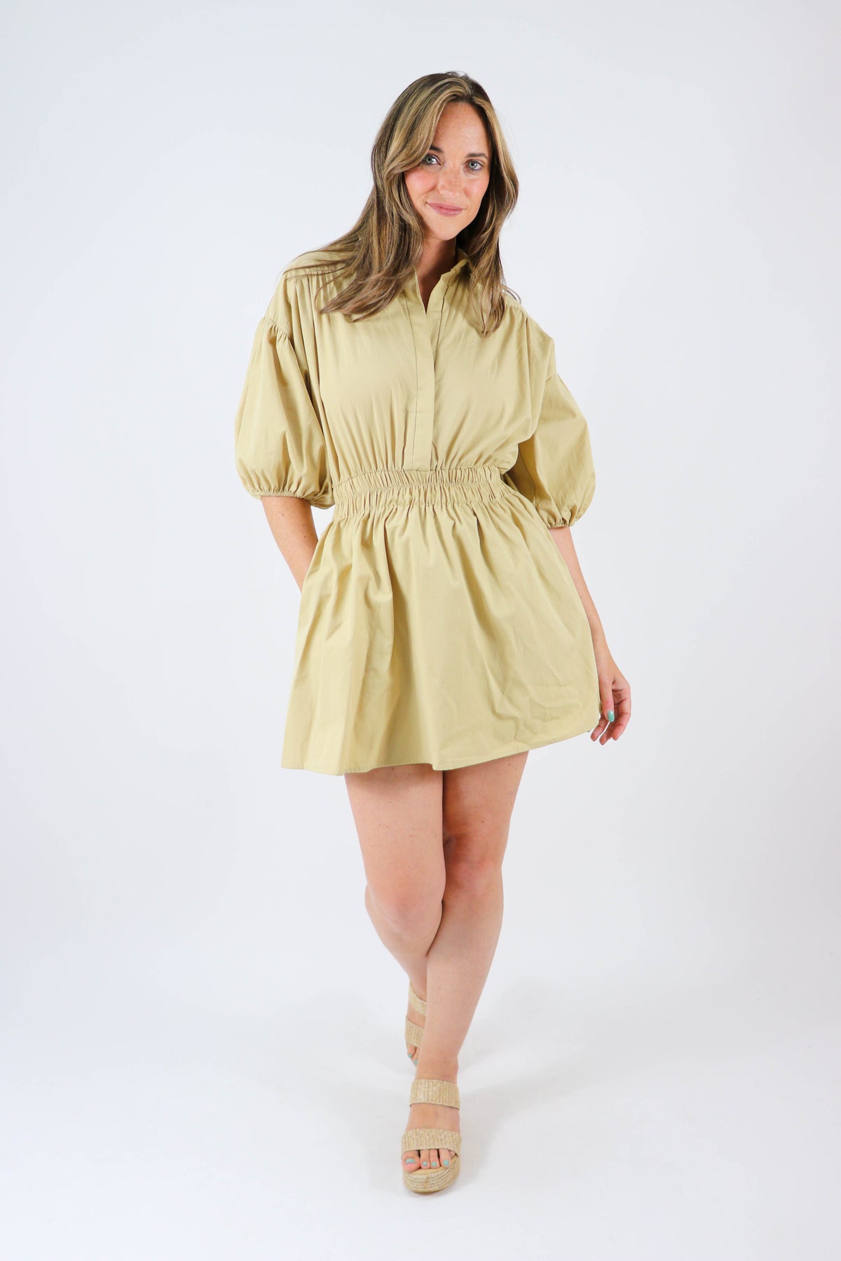 Puff Sleeve Collared Shift Dress | Sweetest Stitch Women&#39;s Boutique