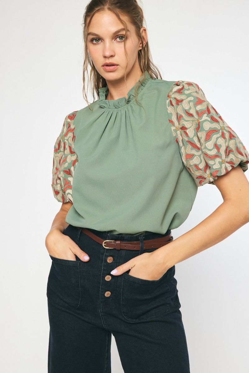 Entro | Puff Sleeve Blouse | Sweetest Stitch Women's Boutiue Online