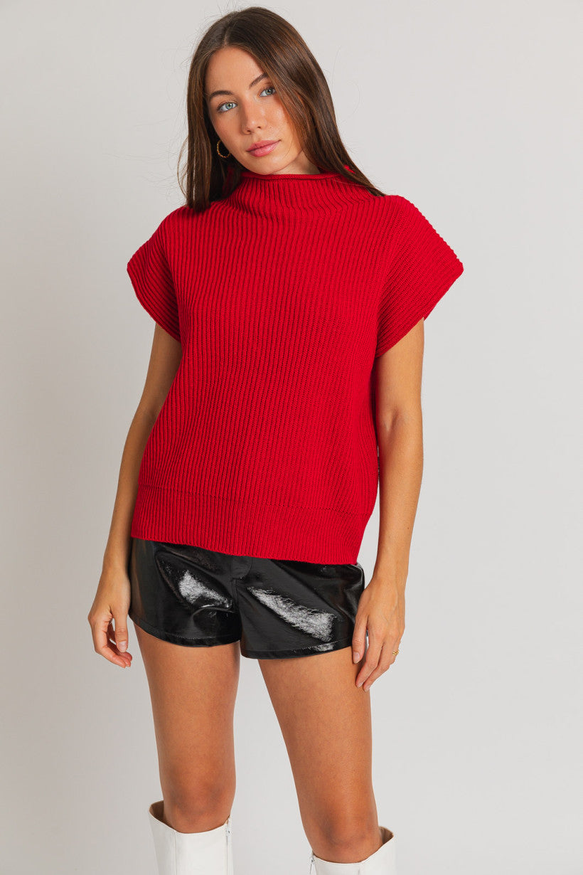 Le Lis | Red Knit Vest | Sweetest Stitch Online Boutique for Women