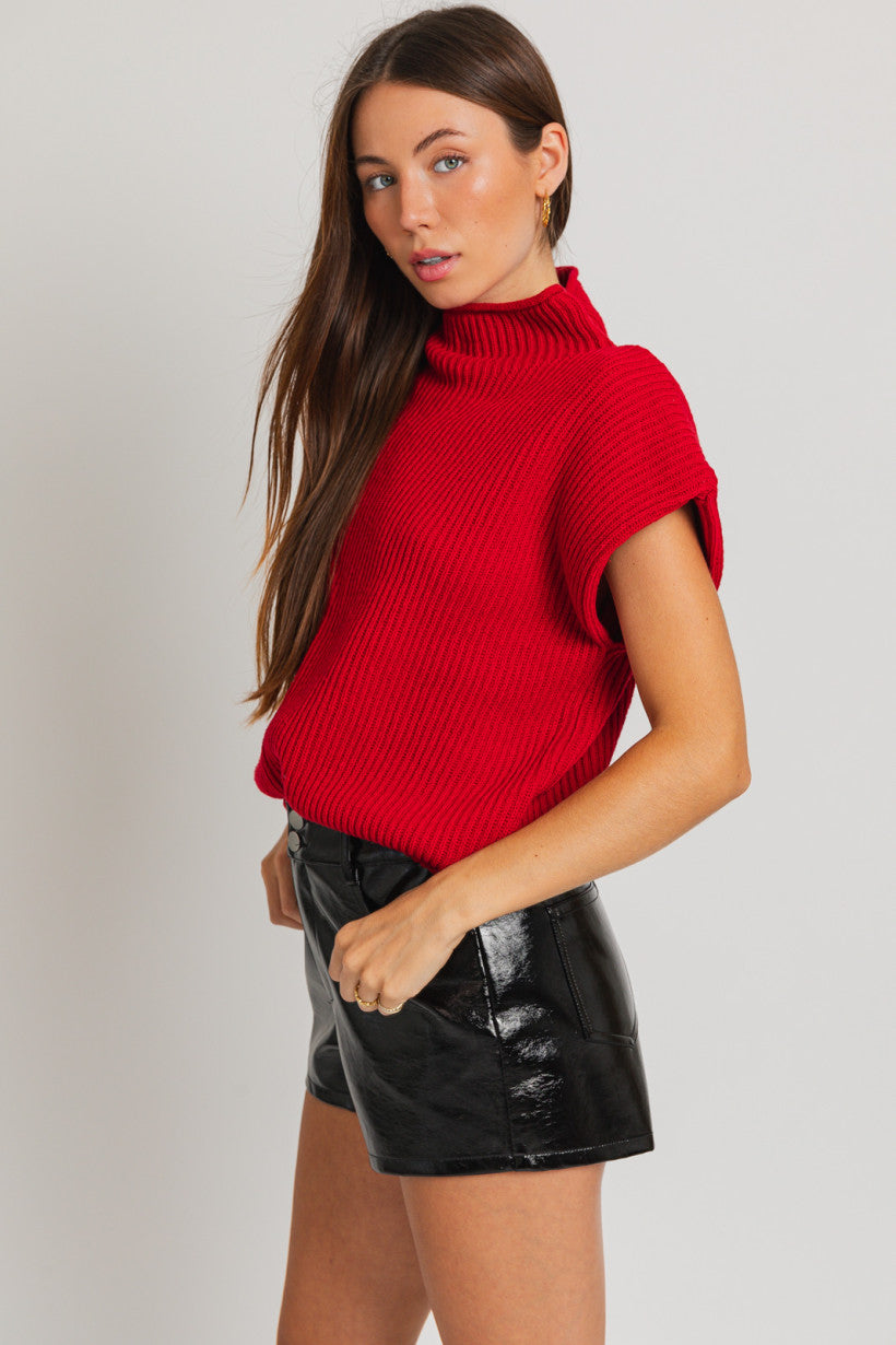 Le Lis | Red Knit Vest | Sweetest Stitch Online Boutique for Women