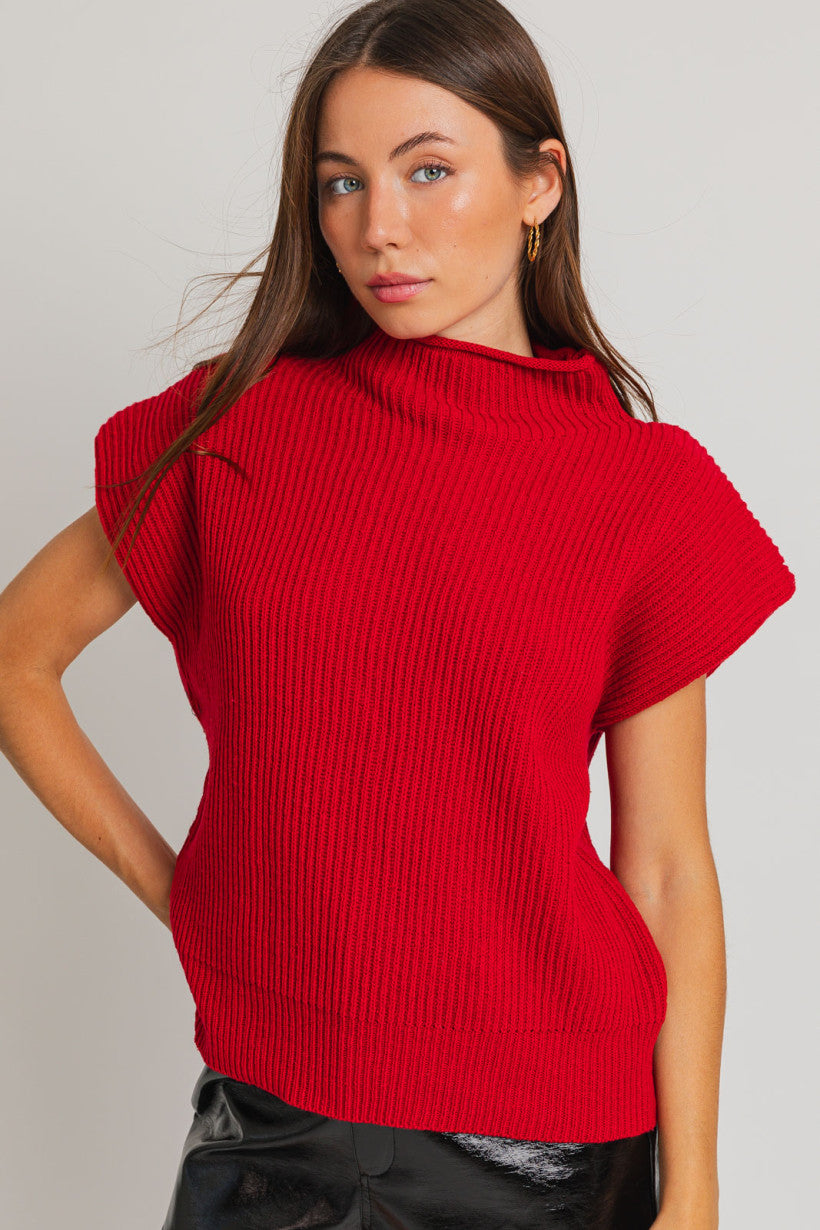 Le Lis | Red Knit Vest | Sweetest Stitch Online Boutique for Women