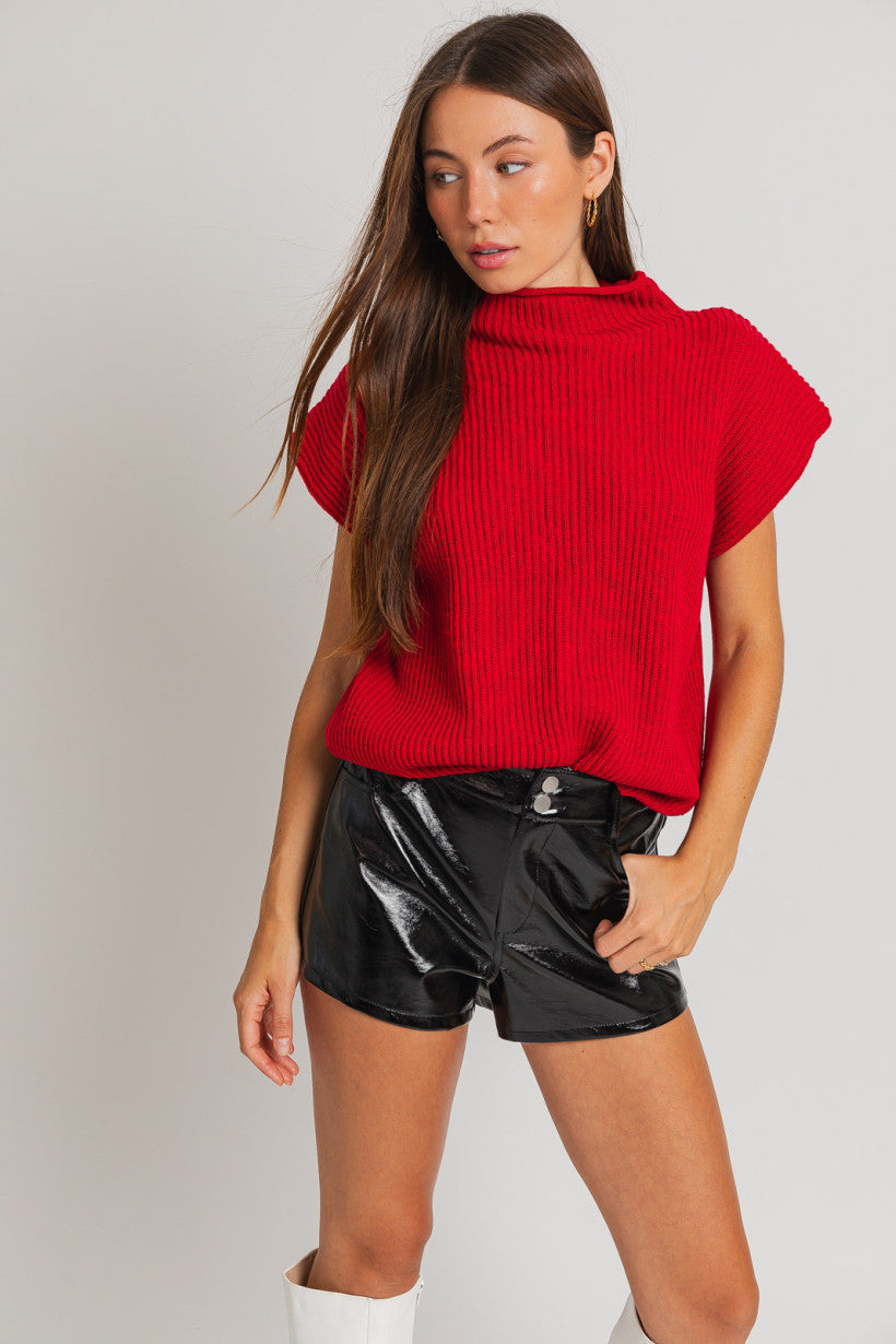 Le Lis | Red Knit Vest | Sweetest Stitch Online Boutique for Women