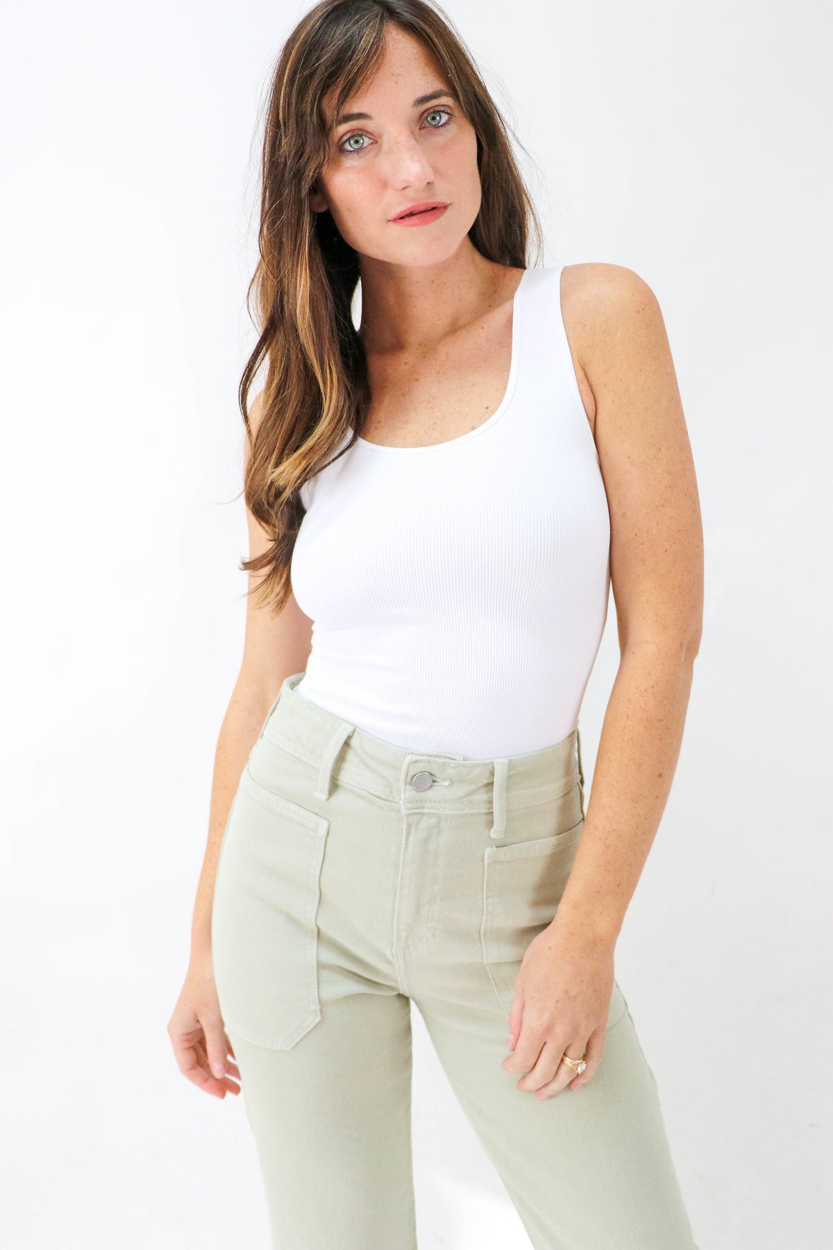 Seamless Fitted Ribbed Scoop Tank Top for Women | Sweetest Stitch