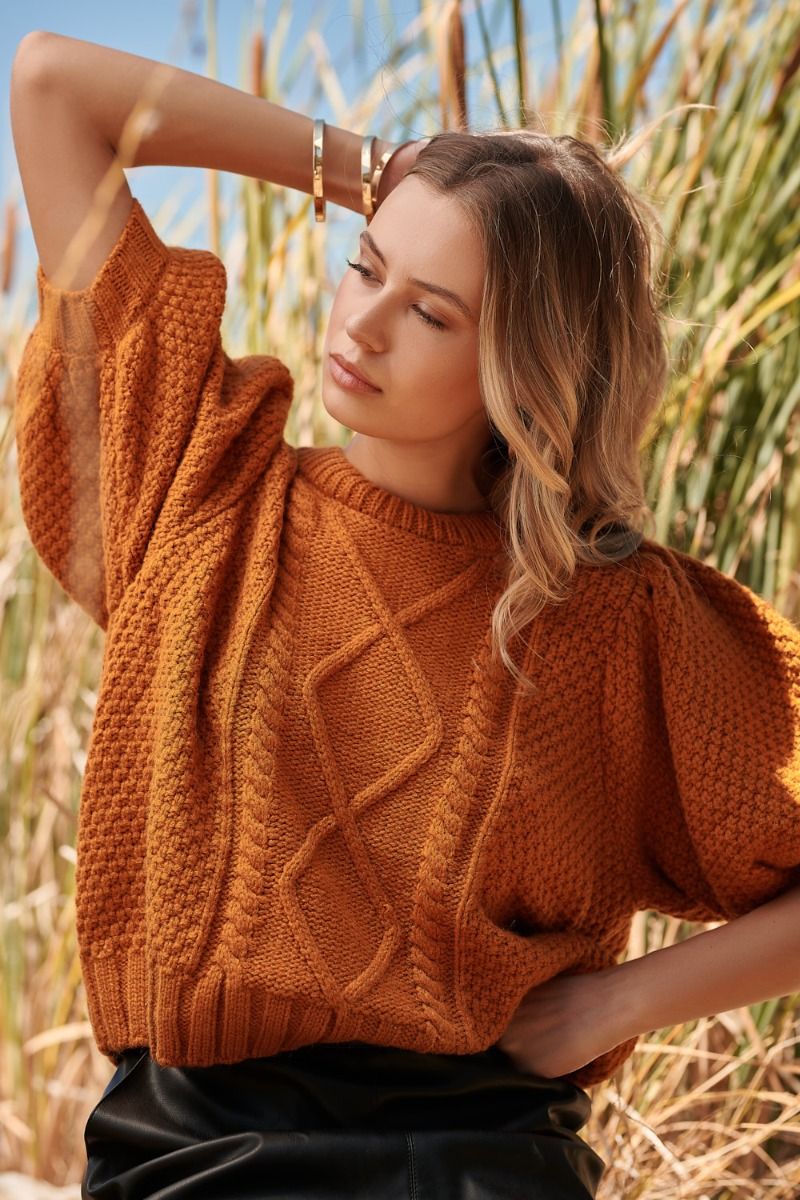 Sugar Lips | Short Sleeve Cable Knit Sweater | Sweetest Stitch Online