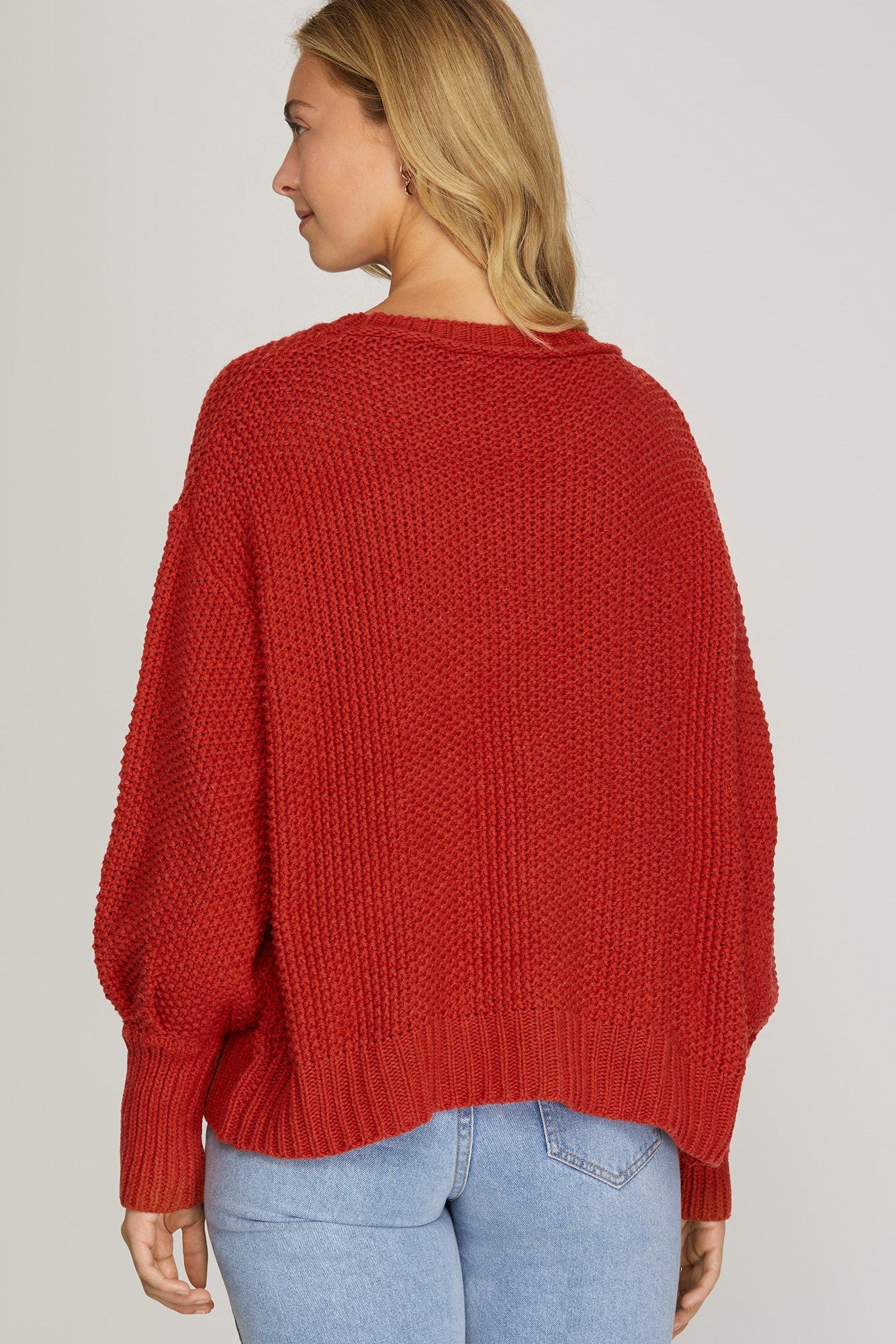 She + Sky | Brick Waffle Knit Oversized Sweater | Sweetest Stitch