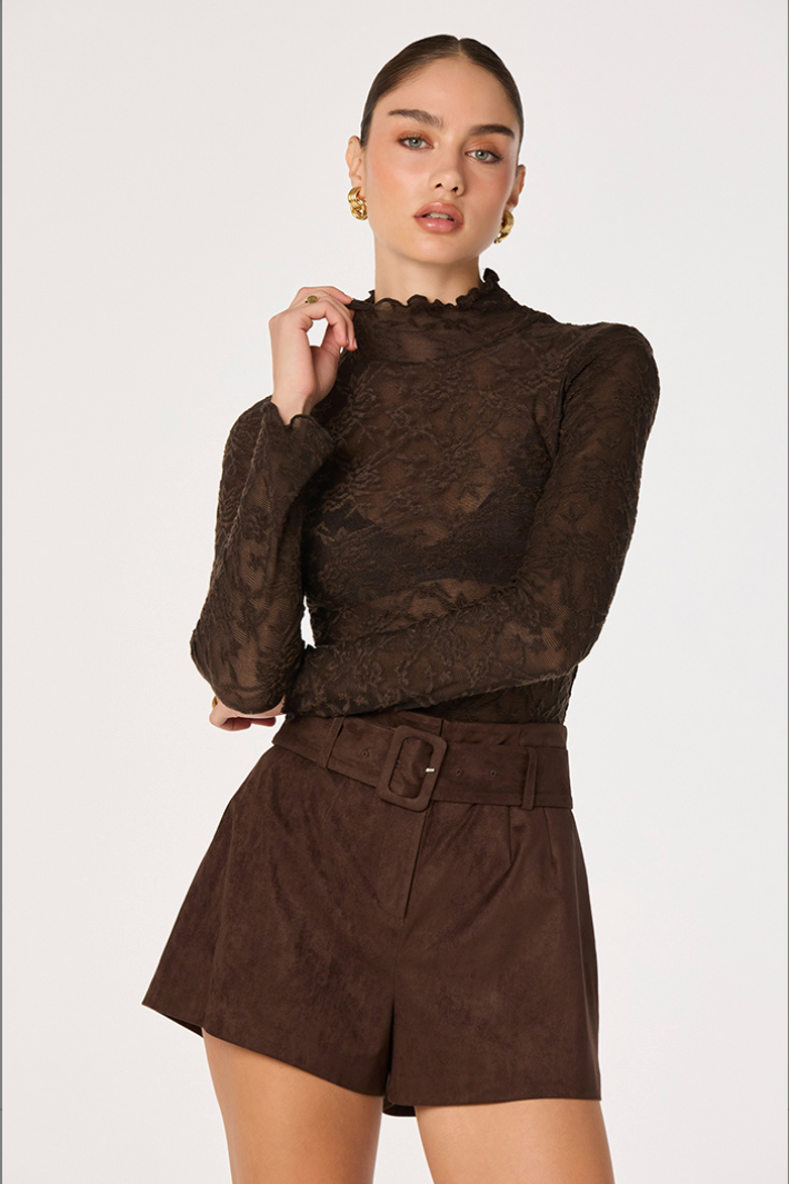ASTR The Labelv| Kyra Sheer Mesh Mock Neck Top | Sweetest Stitch