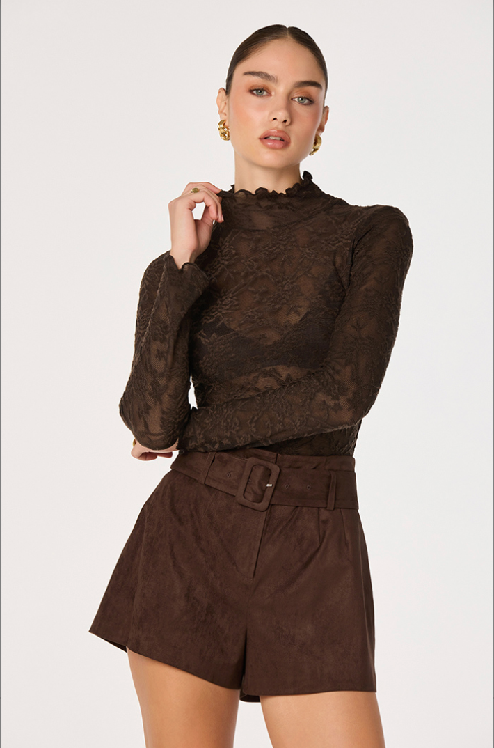 ASTR The Labelv| Kyra Sheer Mesh Mock Neck Top | Sweetest Stitch
