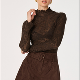 ASTR The Labelv| Kyra Sheer Mesh Mock Neck Top | Sweetest Stitch