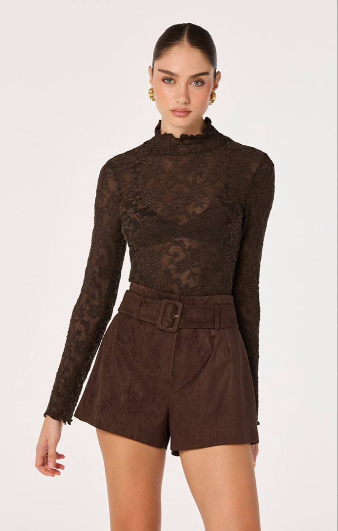 ASTR The Labelv| Kyra Sheer Mesh Mock Neck Top | Sweetest Stitch