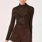 ASTR The Labelv| Kyra Sheer Mesh Mock Neck Top | Sweetest Stitch