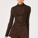ASTR The Labelv| Kyra Sheer Mesh Mock Neck Top | Sweetest Stitch