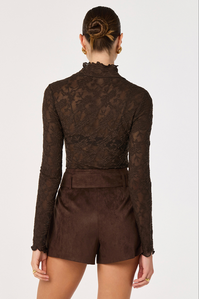 ASTR The Labelv| Kyra Sheer Mesh Mock Neck Top | Sweetest Stitch