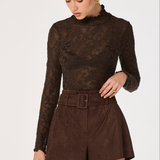 ASTR The Labelv| Kyra Sheer Mesh Mock Neck Top | Sweetest Stitch