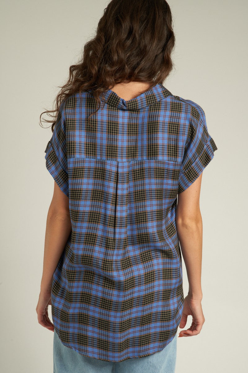 En Creme | Blue Plaid Button Down Top for Women | Sweetest Stitch