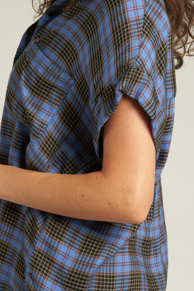 En Creme | Blue Plaid Button Down Top for Women | Sweetest Stitch