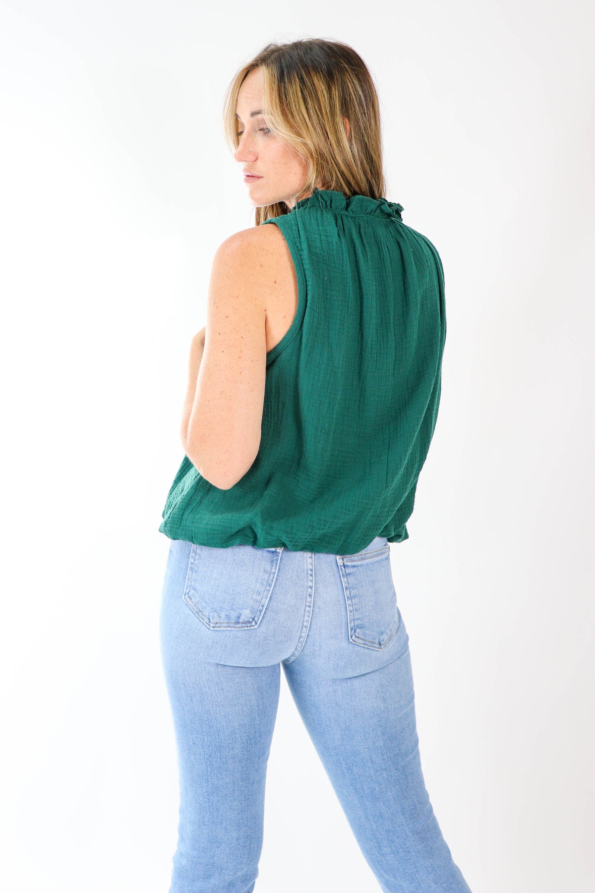 Entro | Cotton Gauze Sleeveless Bubble Top | Sweetest Stitch