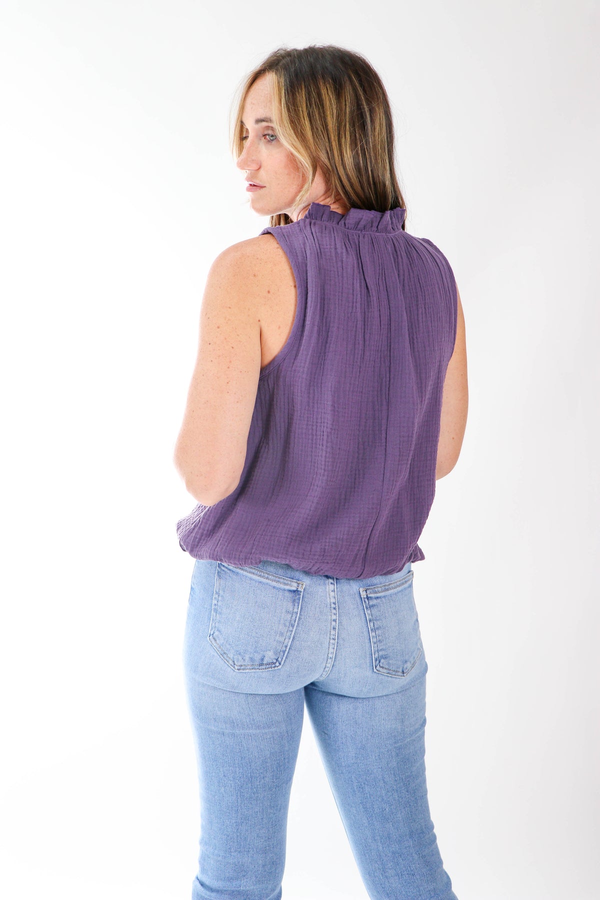 Entro | Cotton Gauze Sleeveless Bubble Top | Sweetest Stitch