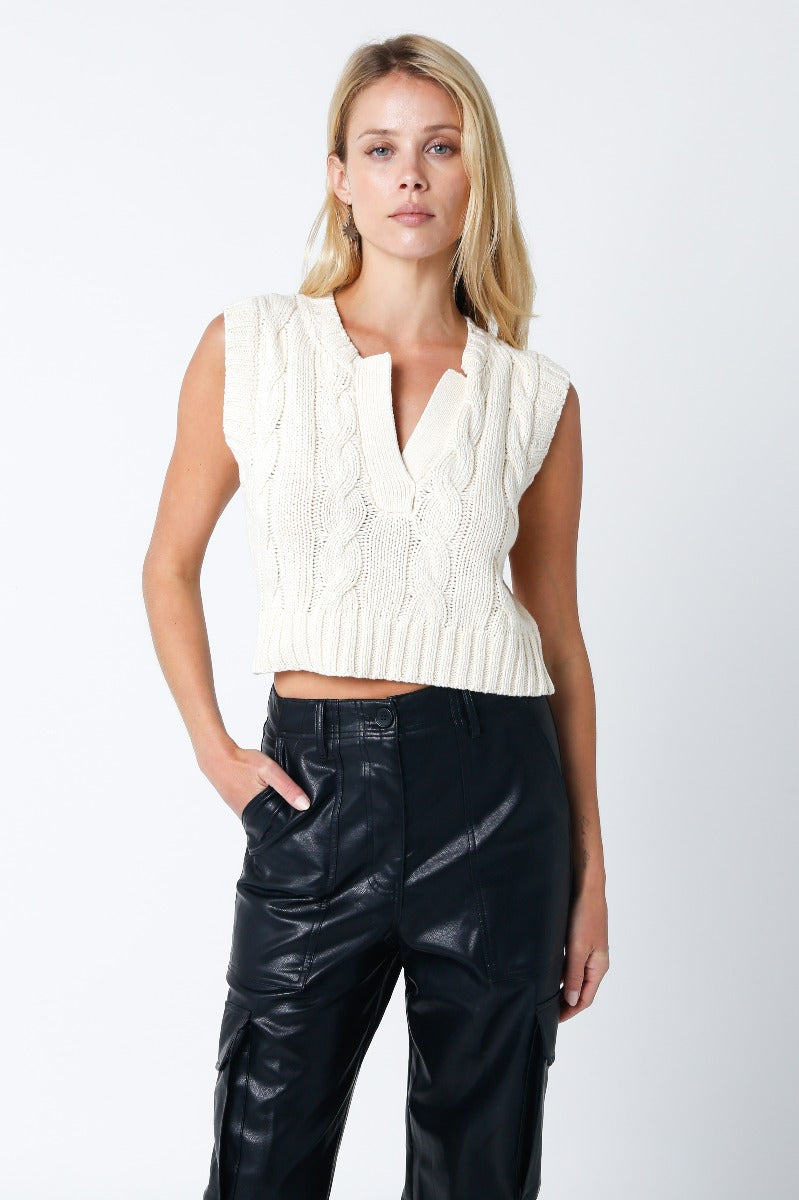 Olivaceous | Sleeveless Monroe Sweater Top Ivory | Sweetest Stitch