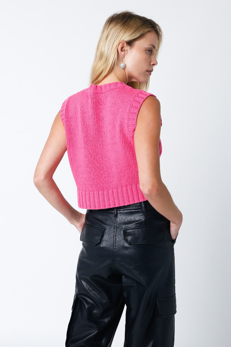 Olivaceous | Monroe Sleeveless Sweater Top Pink | Sweetest Stitch