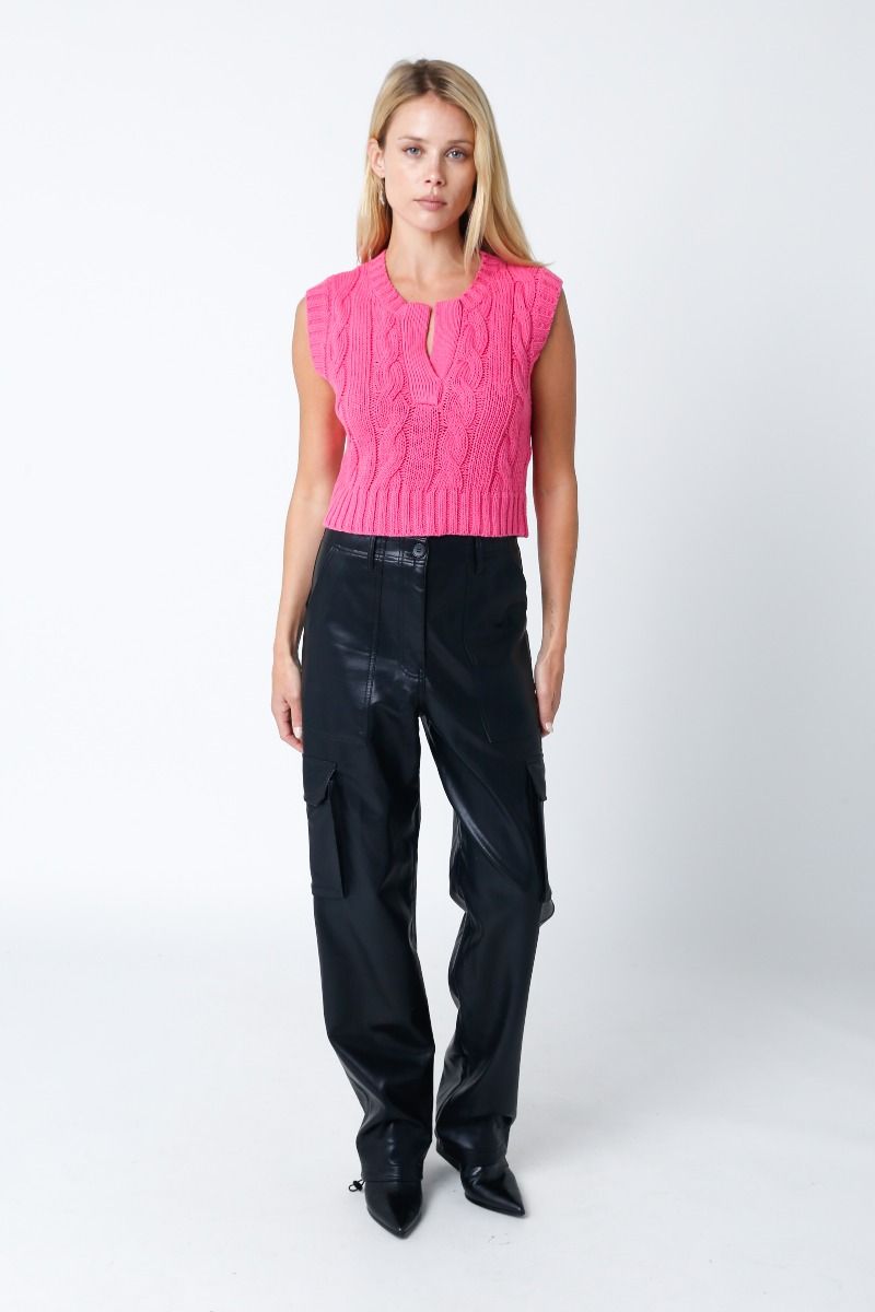 Olivaceous | Monroe Sleeveless Sweater Top Pink | Sweetest Stitch